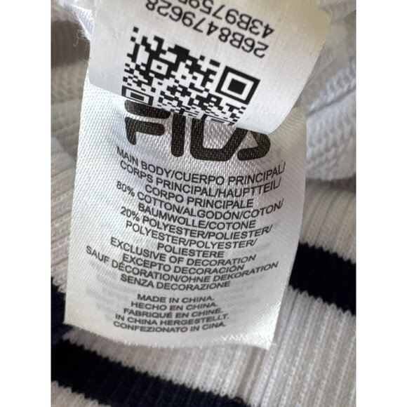 Fila Mens Crewneck Sweatshirt White With Striped Cuffs Size M - Picture 7 of 8